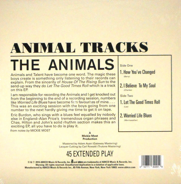 ANIMALS, THE animal tracks 10"
