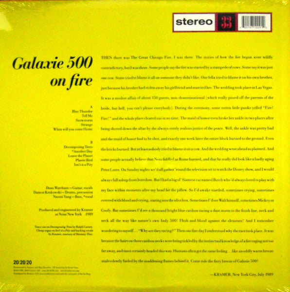 GALAXIE 500 on fire LP back