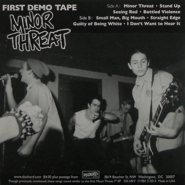 MINOR THREAT first demo tape 7" inch back