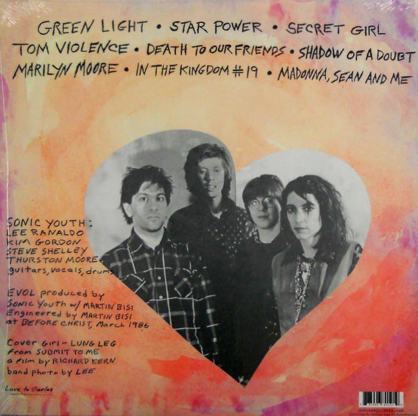SONIC YOUTH evol LP back