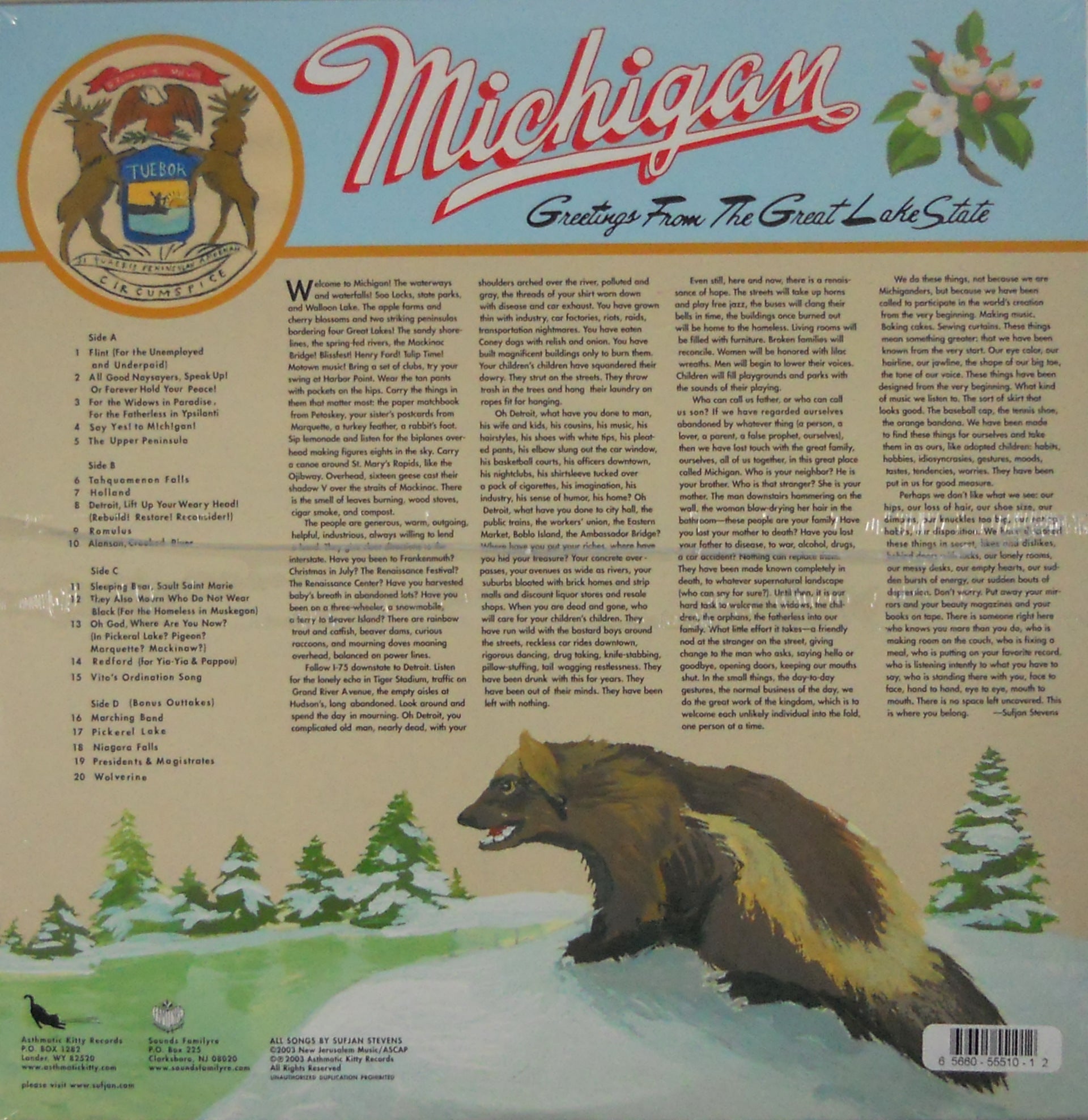 STEVENS, SUFJAN greetings from michigan LP back