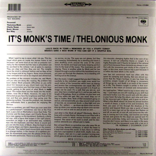 it's Monk's time. - Col Vinyl LP