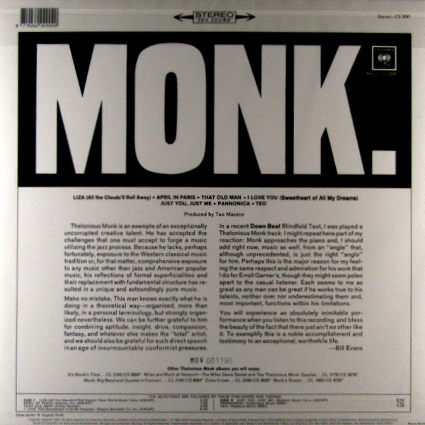 Monk. - Col Vinyl LP